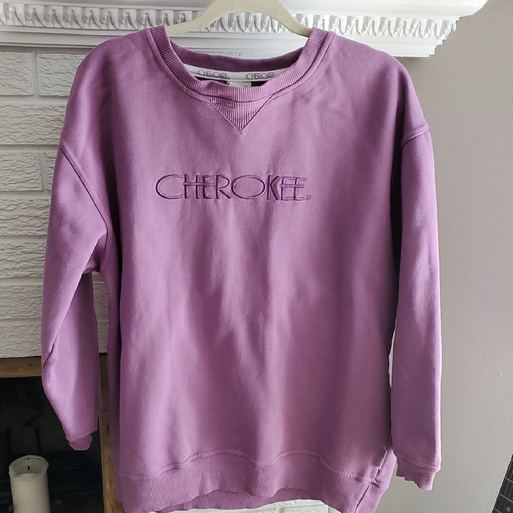 Vintage Cherokee Purple Sweater Sweatshirt Crewneck Oversized Sz L Y2K 90's